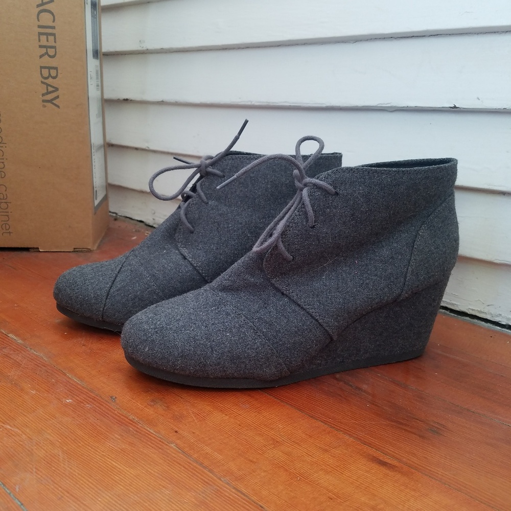 Gray Wedge Booties